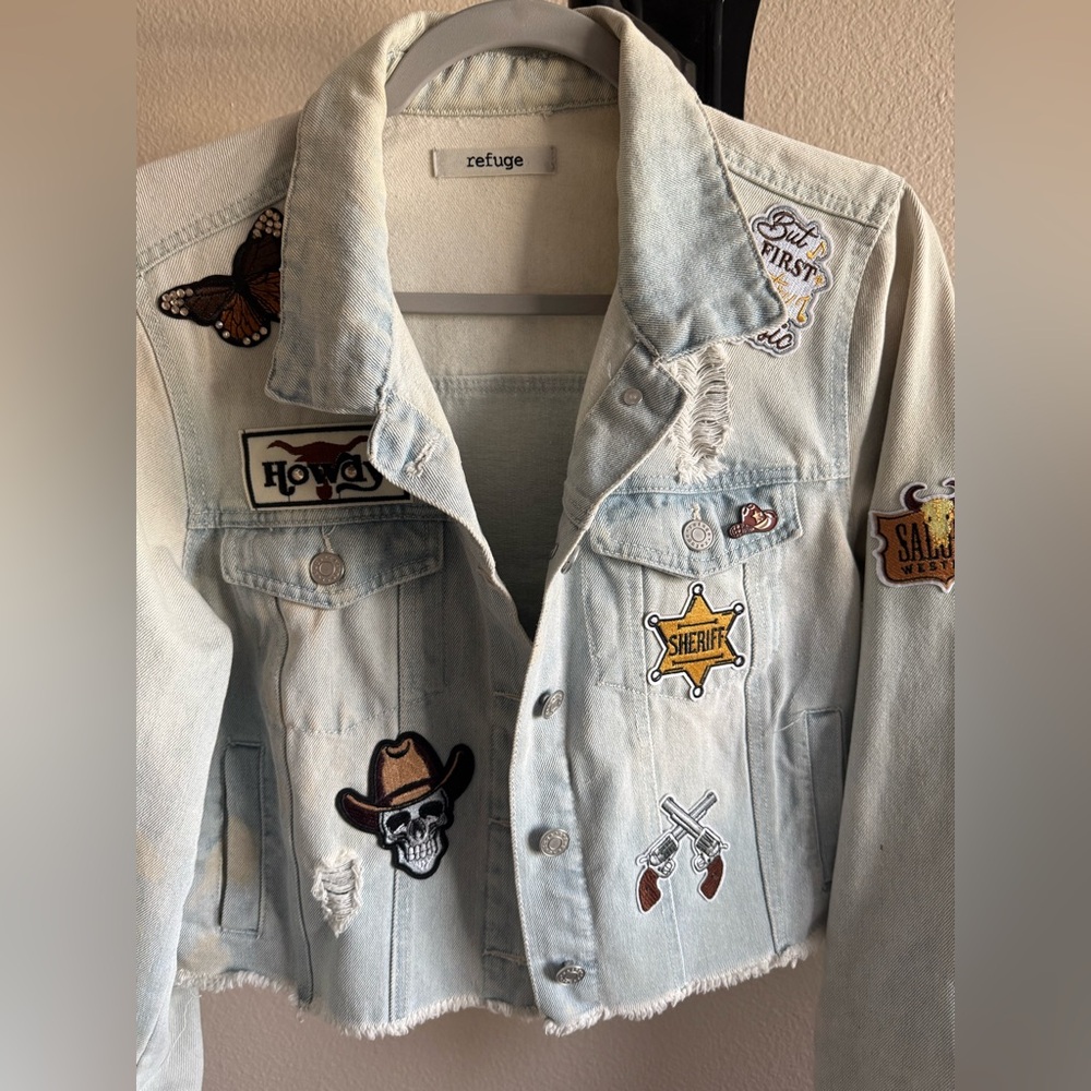 Distressed, custom, cowgirl, jean jacket